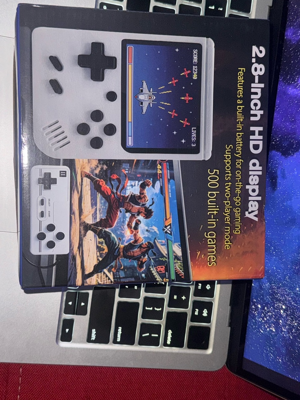 Handheld Retro Game Console - White 2.8-Inch HD Display